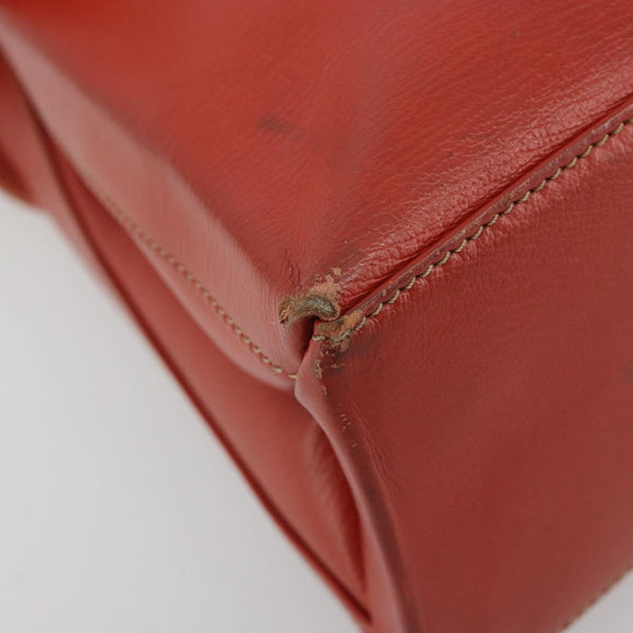 LOEWE Velazquez Hand Bag Leather Red Gold Auth 183162