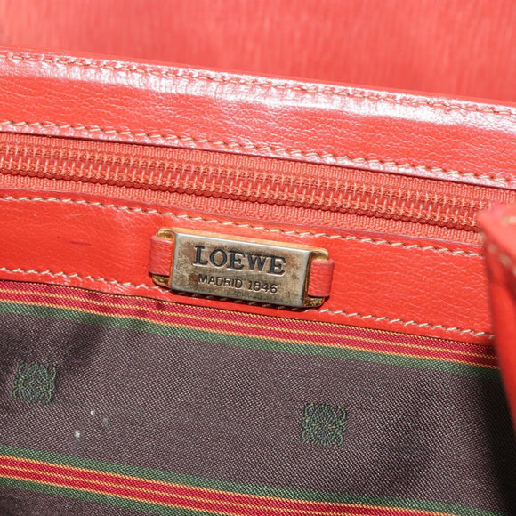 LOEWE Velazquez Hand Bag Leather Red Gold Auth 183162