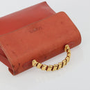 LOEWE Velazquez Hand Bag Leather Red Gold Auth 183162-6