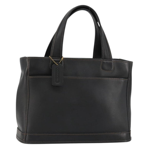 Coach Hand Bag Leather Black Gold Auth 183167