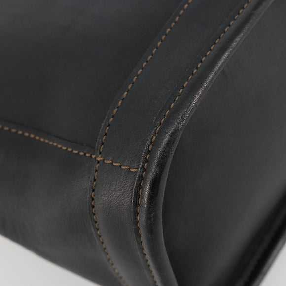Coach Hand Bag Leather Black Gold Auth 183167