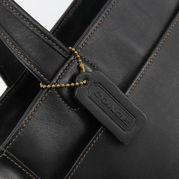 Coach Hand Bag Leather Black Gold Auth 183167