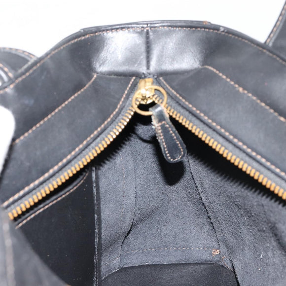 Coach Hand Bag Leather Black Gold Auth 183167