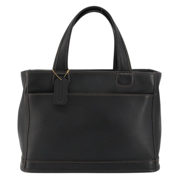 Coach Hand Bag Leather Black Gold Auth 183167