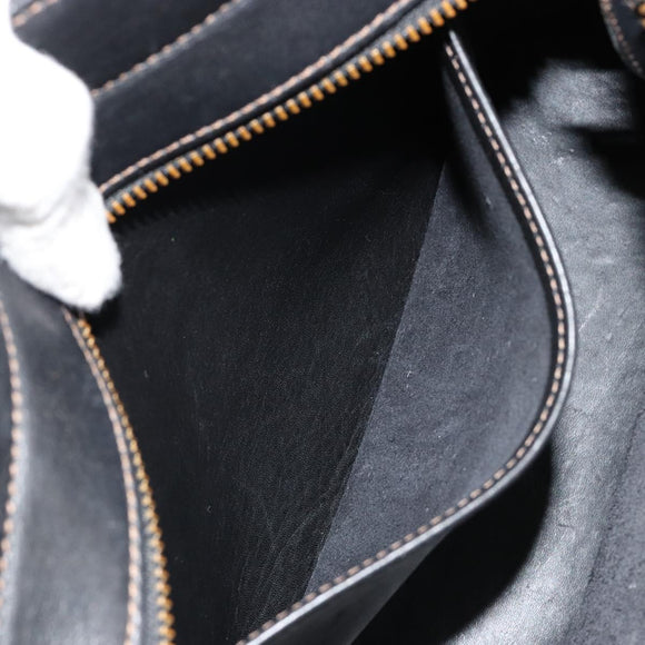 Coach Hand Bag Leather Black Gold Auth 183167