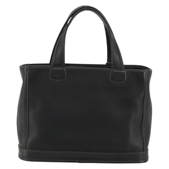 Coach Hand Bag Leather Black Gold Auth 183167
