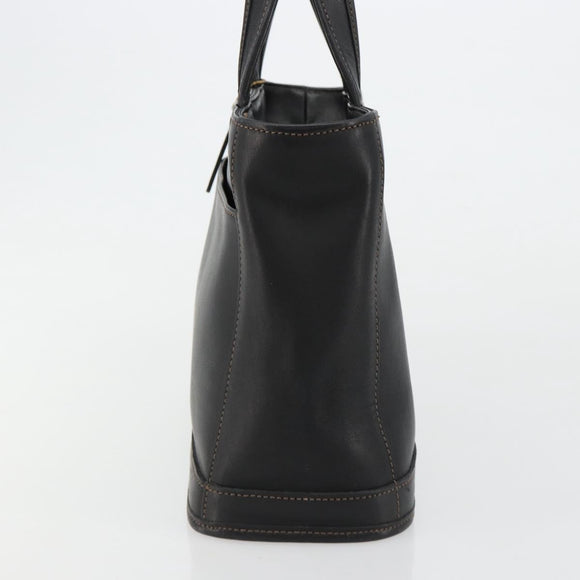 Coach Hand Bag Leather Black Gold Auth 183167