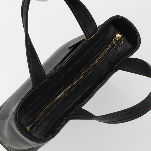 Coach Hand Bag Leather Black Gold Auth 183167