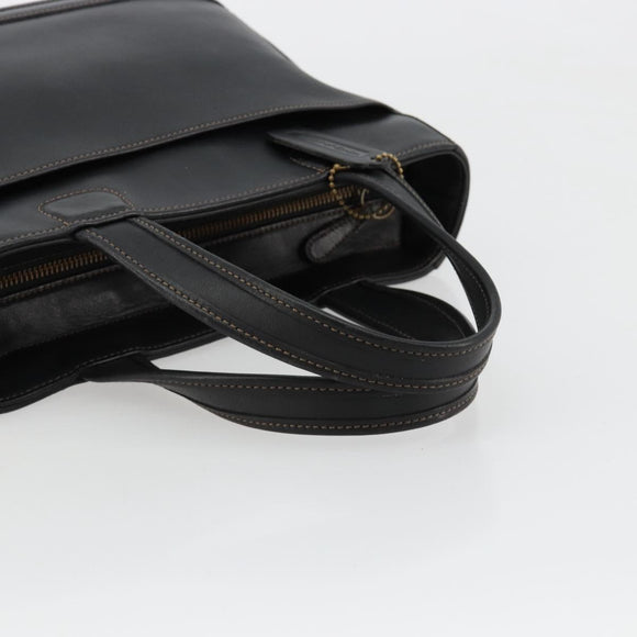 Coach Hand Bag Leather Black Gold Auth 183167