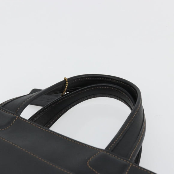Coach Hand Bag Leather Black Gold Auth 183167