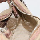 PRADA Shoulder Bag Jacquard Beige Silver Auth 183169-21