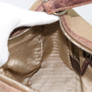 PRADA Shoulder Bag Jacquard Beige Silver Auth 183169-22