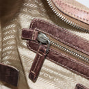 PRADA Shoulder Bag Jacquard Beige Silver Auth 183169-23