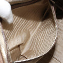 PRADA Shoulder Bag Jacquard Beige Silver Auth 183169-24
