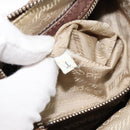 PRADA Shoulder Bag Jacquard Beige Silver Auth 183169-12