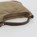 PRADA Shoulder Bag Jacquard Beige Silver Auth 183169-7