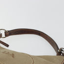 PRADA Shoulder Bag Jacquard Beige Silver Auth 183169-14