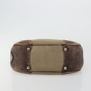 PRADA Shoulder Bag Jacquard Beige Silver Auth 183169-5