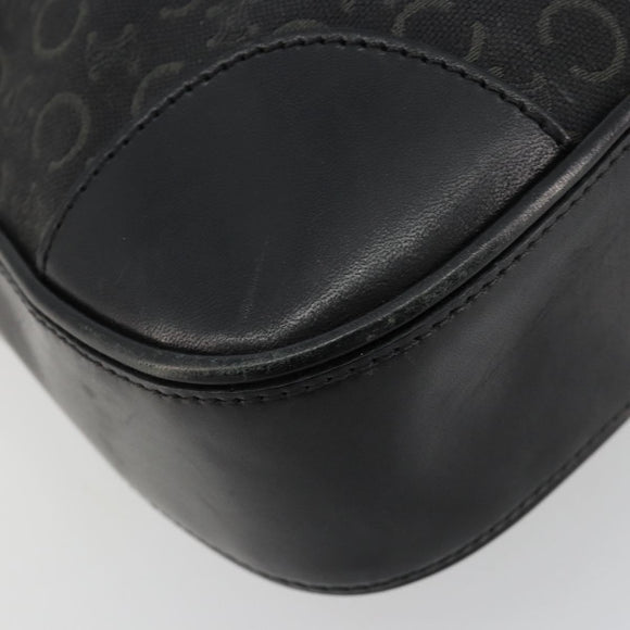 CELINE C Macadam Canvas Shoulder Bag Schwarz Silber Auth 183170