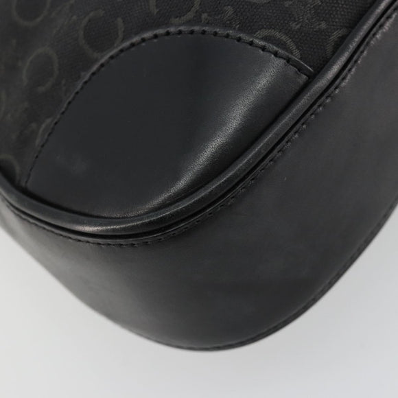 CELINE C Macadam Canvas Shoulder Bag Schwarz Silber Auth 183170
