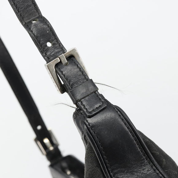 CELINE C Macadam Canvas Shoulder Bag Schwarz Silber Auth 183170