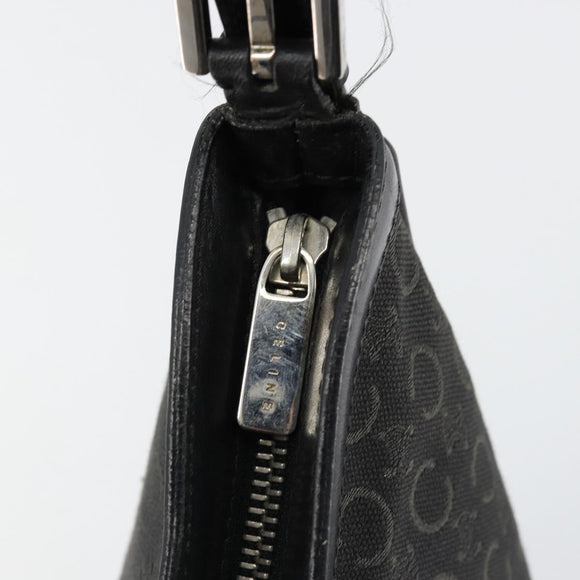 CELINE C Macadam Canvas Shoulder Bag Schwarz Silber Auth 183170