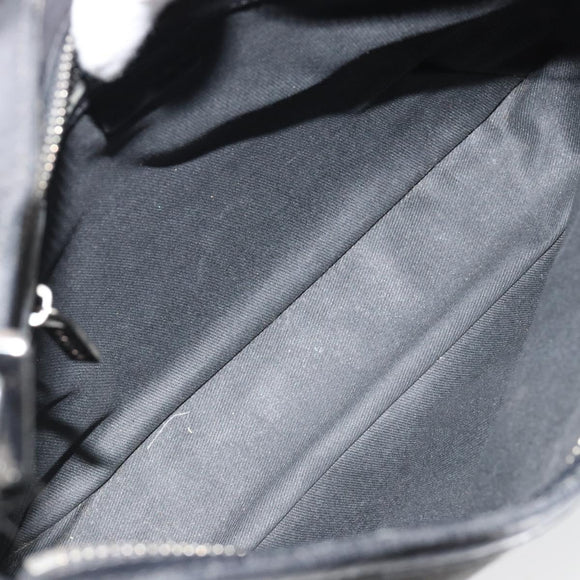 CELINE C Macadam Canvas Shoulder Bag Schwarz Silber Auth 183170