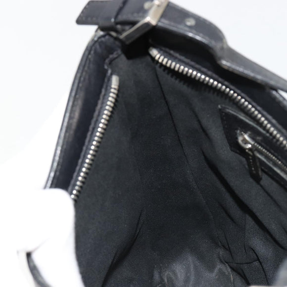CELINE C Macadam Canvas Shoulder Bag Schwarz Silber Auth 183170
