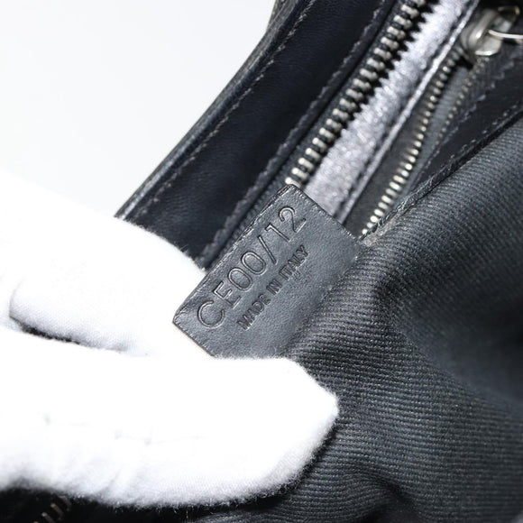 CELINE C Macadam Canvas Shoulder Bag Schwarz Silber Auth 183170