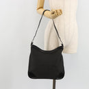 CELINE C Macadam Canvas Shoulder Bag Schwarz Silber Auth 183170-23