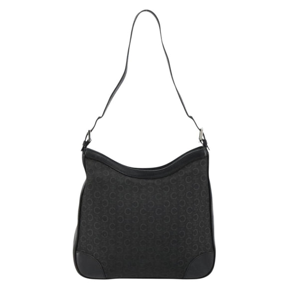 CELINE C Macadam Canvas Shoulder Bag Schwarz Silber Auth 183170