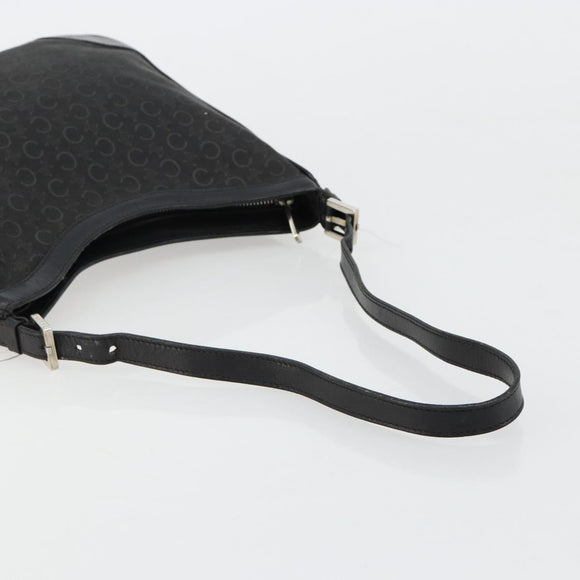 CELINE C Macadam Canvas Shoulder Bag Schwarz Silber Auth 183170