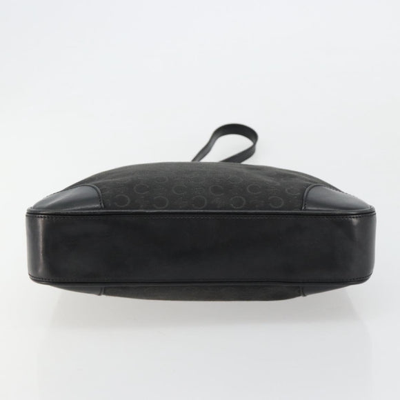 CELINE C Macadam Canvas Shoulder Bag Schwarz Silber Auth 183170