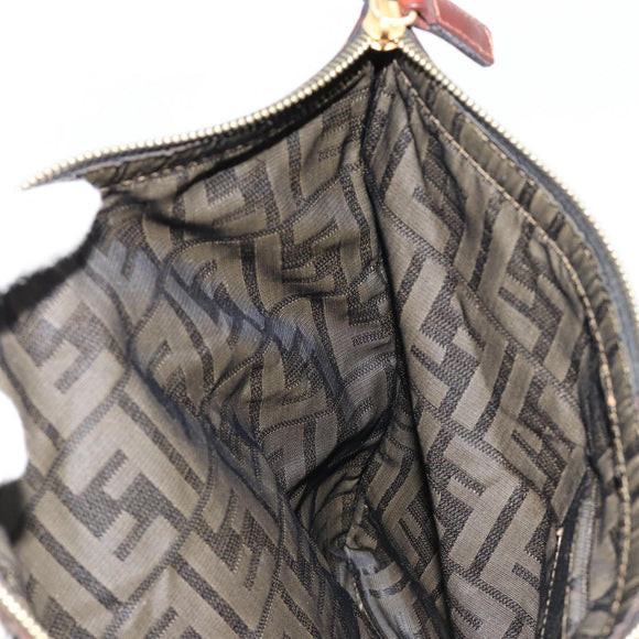 FENDI Zucca Canvas Pouch Black Gold Auth 183171