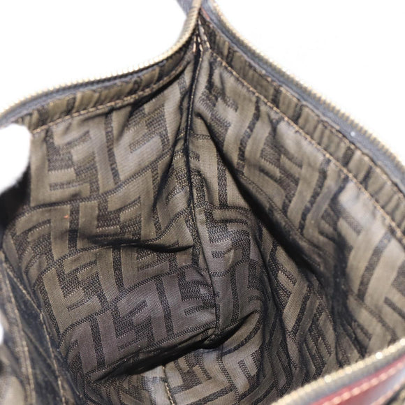 FENDI Zucca Canvas Pouch Black Gold Auth 183171