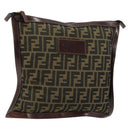 FENDI Zucca Canvas Pouch Black Gold Auth 183171-1