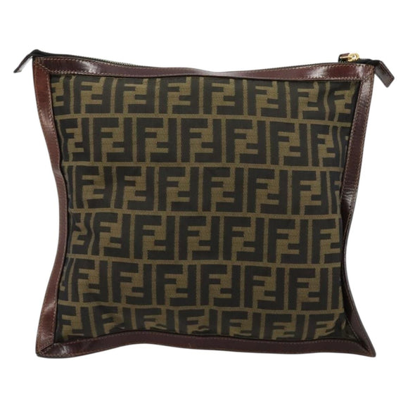 FENDI Zucca Canvas Etui Schwarz Gold Auth 183171