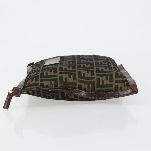 FENDI Zucca Canvas Pouch Black Gold Auth 183171