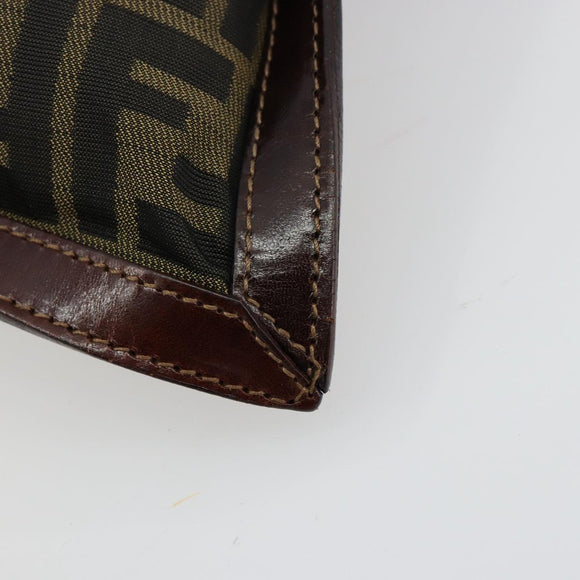 FENDI Zucca Canvas Pouch Black Gold Auth 183171