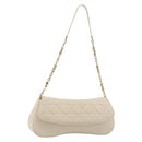 Christian Dior Canage Chain Shoulder Bag Leather Ivory Gold Auth 183173SAV-1