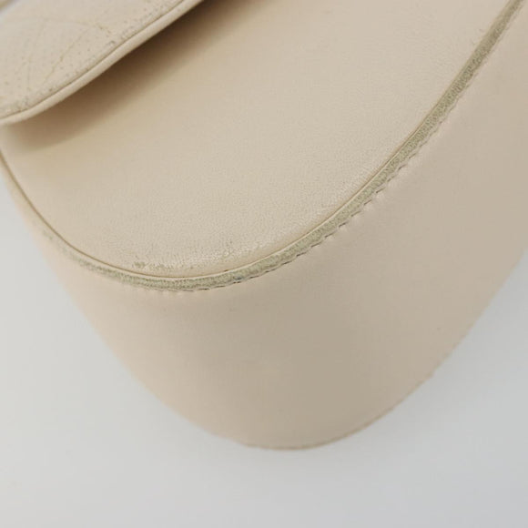 Christian Dior Canage Chain Shoulder Bag Leather Ivory Gold Auth 183173SAV