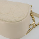 Christian Dior Canage Chain Shoulder Bag Leather Ivory Gold Auth 183173SAV-12
