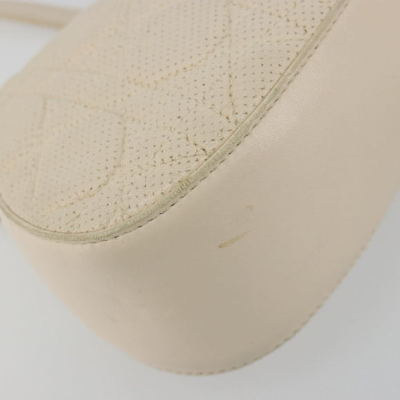 Christian Dior Canage Chain Shoulder Bag Leather Ivory Gold Auth 183173SAV