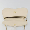 Christian Dior Canage Chain Shoulder Bag Leather Ivory Gold Auth 183173SAV-14