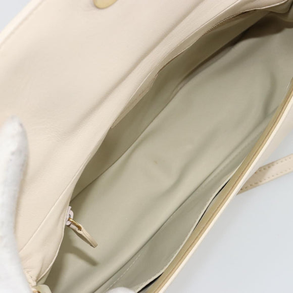 Christian Dior Canage Chain Shoulder Bag Leather Ivory Gold Auth 183173SAV