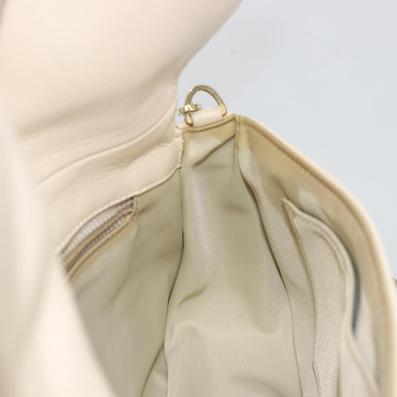 Christian Dior Canage Chain Shoulder Bag Leather Ivory Gold Auth 183173SAV