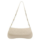 Christian Dior Canage Chain Shoulder Bag Leather Ivory Gold Auth 183173SAV-2