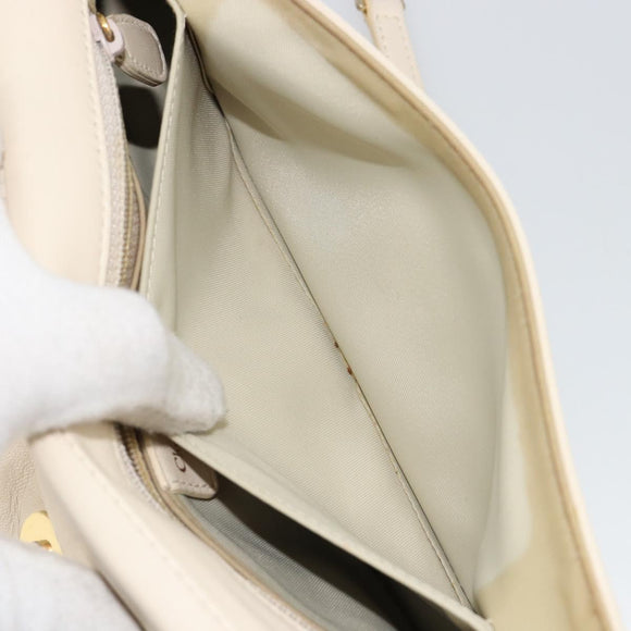 Christian Dior Canage Chain Shoulder Bag Leather Ivory Gold Auth 183173SAV