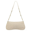 Christian Dior Canage Chain Shoulder Bag Leather Ivory Gold Auth 183173SAV-3