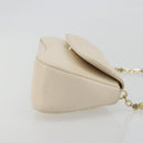 Christian Dior Canage Chain Shoulder Bag Leather Ivory Gold Auth 183173SAV-4